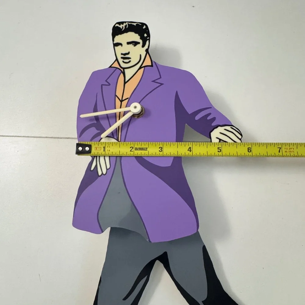 Vintage Elvis Presley Pendulum Wall Clock Purple Suit Dancing Legs Delitone 90's